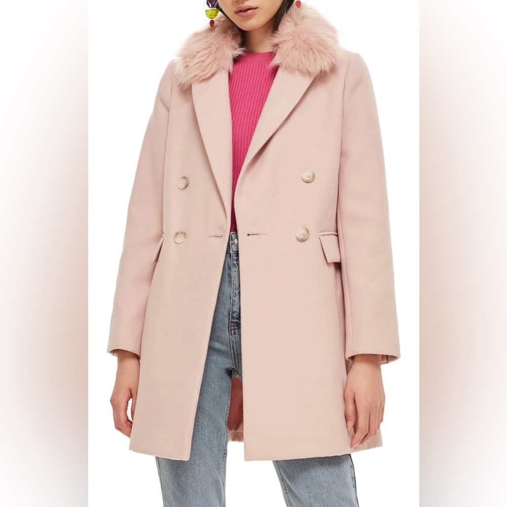 Topshop Fur Trim Coat